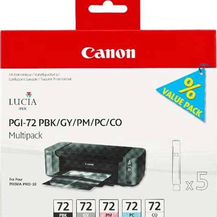 Canon PGI72 Pack de 5 Cartuchos de Tinta Originales - Negro Photo, Gris, Magenta Photo, Cyan Photo, Optimizador - 6403B007 1