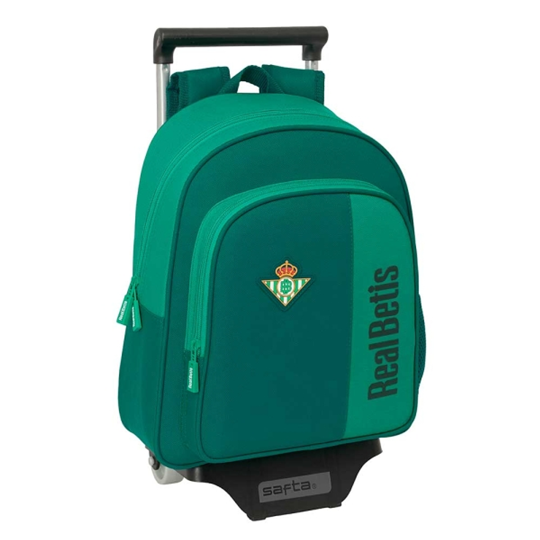 Safta Real Betis Balompie Mochila con Carro - Portabotellas - Hombreras Acolchadas - Resistente al Agua - Mochila Extraible - 10L - 28x10x67cm - Color 1