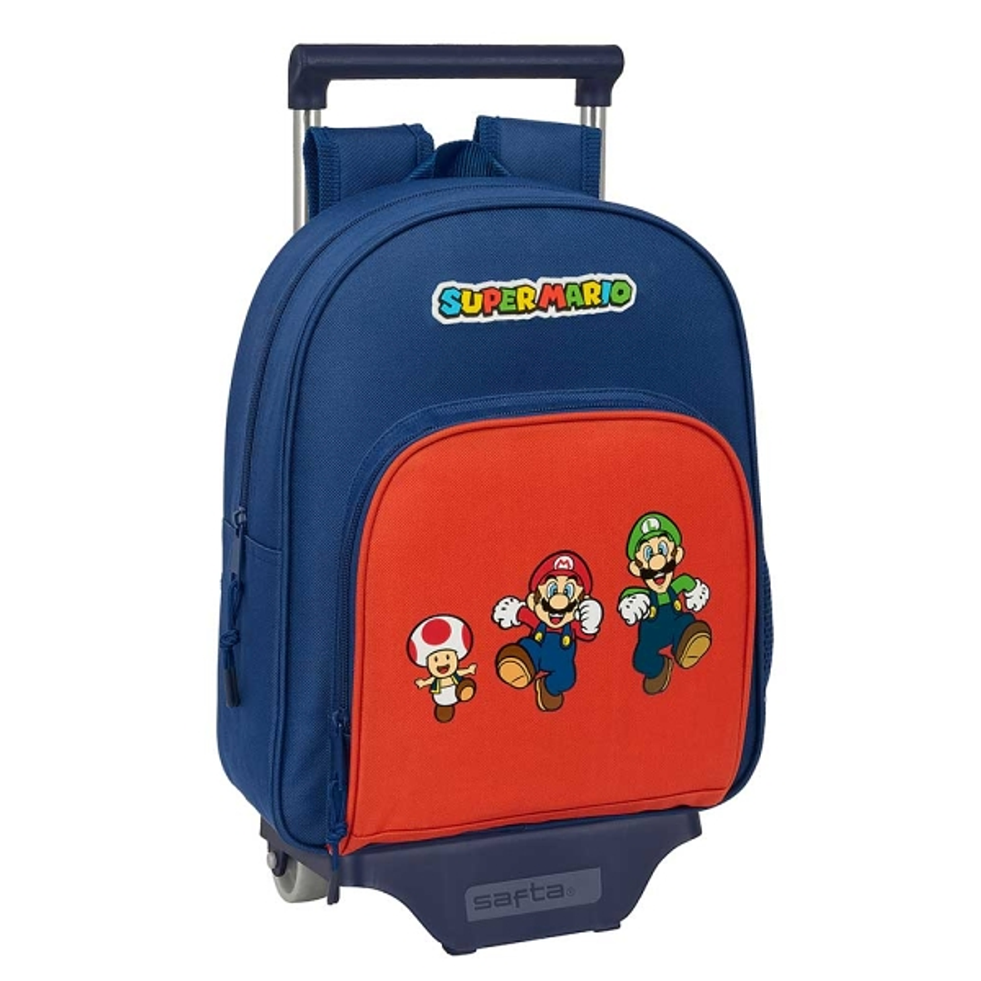 Safta Super Mario Mamma Mia Mochila con Carro - Portabotellas - Hombreras Acolchadas - Mochila Extraible - Carro Resistente - 10L - 280x100x340mm - Co 1