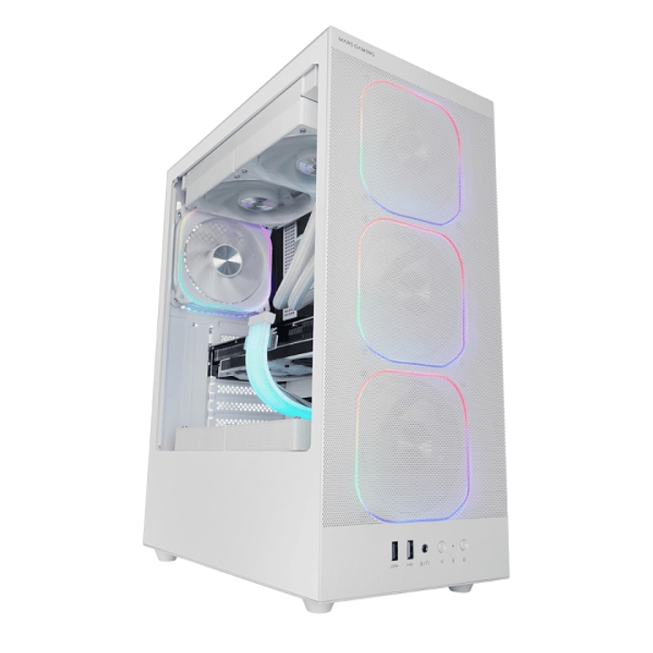 Mars Gaming MC-NEBULA Caja Torre ATX - Cristal Templado Lateral - 4 Ventiladores ARGB de 120mm - Malla Metalica Frontal - 443x350x196mm - Color Blanco 1
