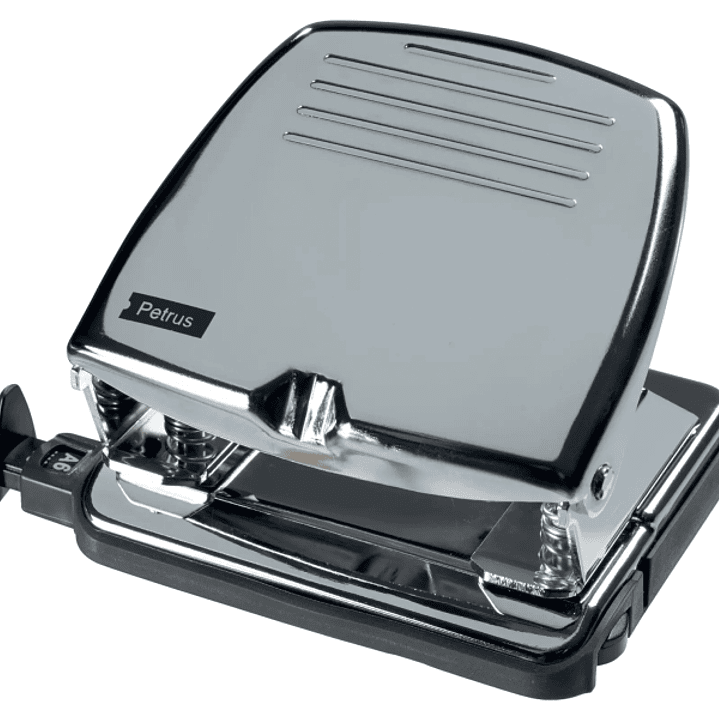 Petrus 65C Taladro Perforador - Hasta 20 Hojas - Marcas de Formato - Punzones 5.5mm - Color Cromado 1