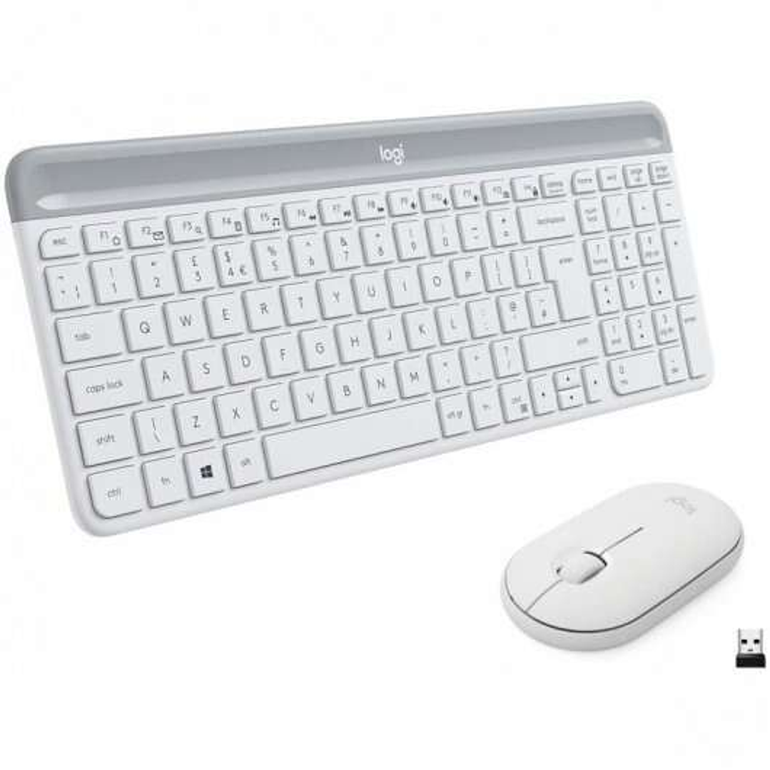 Logitech MK470 Slim Pack Inalambrico USB Teclado 12 Teclas FN + Raton 1000dpi 3 Botones - Ultafinos - Silenciosos - Uso Ambidiestro - Color Blanco 1