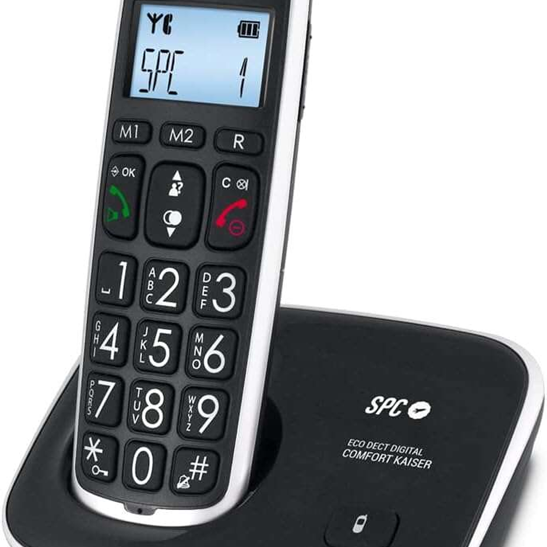SPC Telefono Fijo Inalambrico para Mayores - Teclas y Numeros Extragrandes - Volumen de Auricular Amplificado - Agenda y 2 Memorias Directas - Identif 1