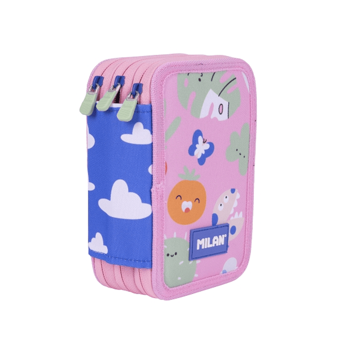 Milan Green and Grow Plumier de 3 Pisos con Goma de Borrar - Sacapuntas - Lapiz - 3 Boligrafos - Regla - 12 Lapices de Colores - 6 Lapices de Colores  1