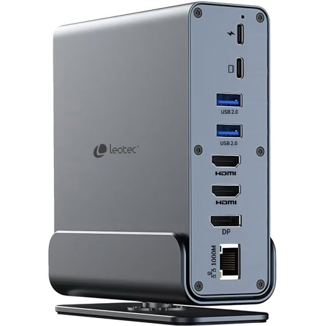 Leotec LEDS06 Docking Station USB C 15 en 1 - 2x HDMI 4K + DisplayPort - Power Delivery 100W - Ethernet Gigabit - 5x USB + USB C - Lector SD y MicroSD 1