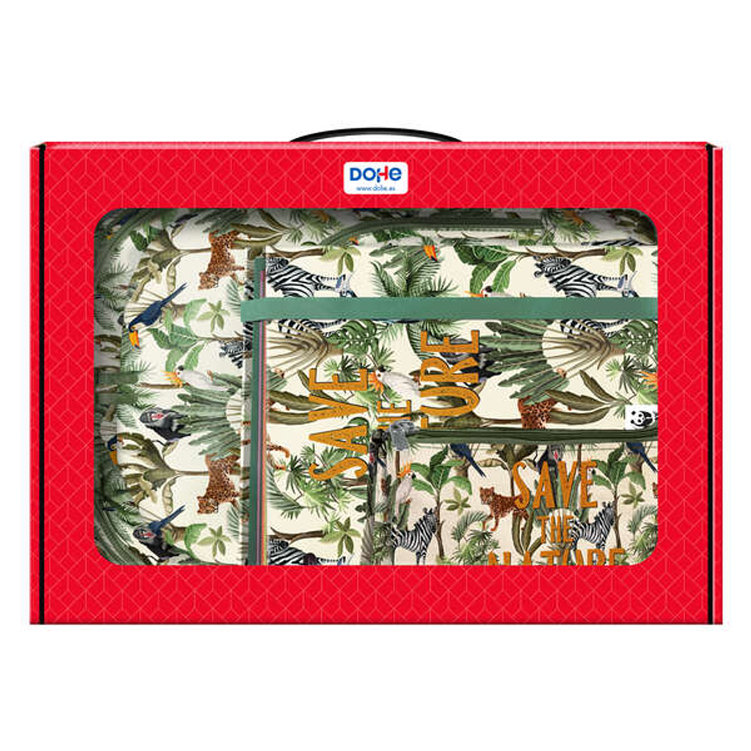 Dohe WWF Save the Nature Pack de Mochila Grande + Portatodo Triple + Carpeta de 4 Anillas Formato A4 con Recambio de 100 Hojas 1