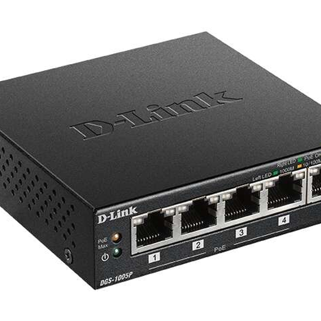 D-Link Switch 5 Puertos Gigabit 10/100/1000 Mbps - PoE+ 1