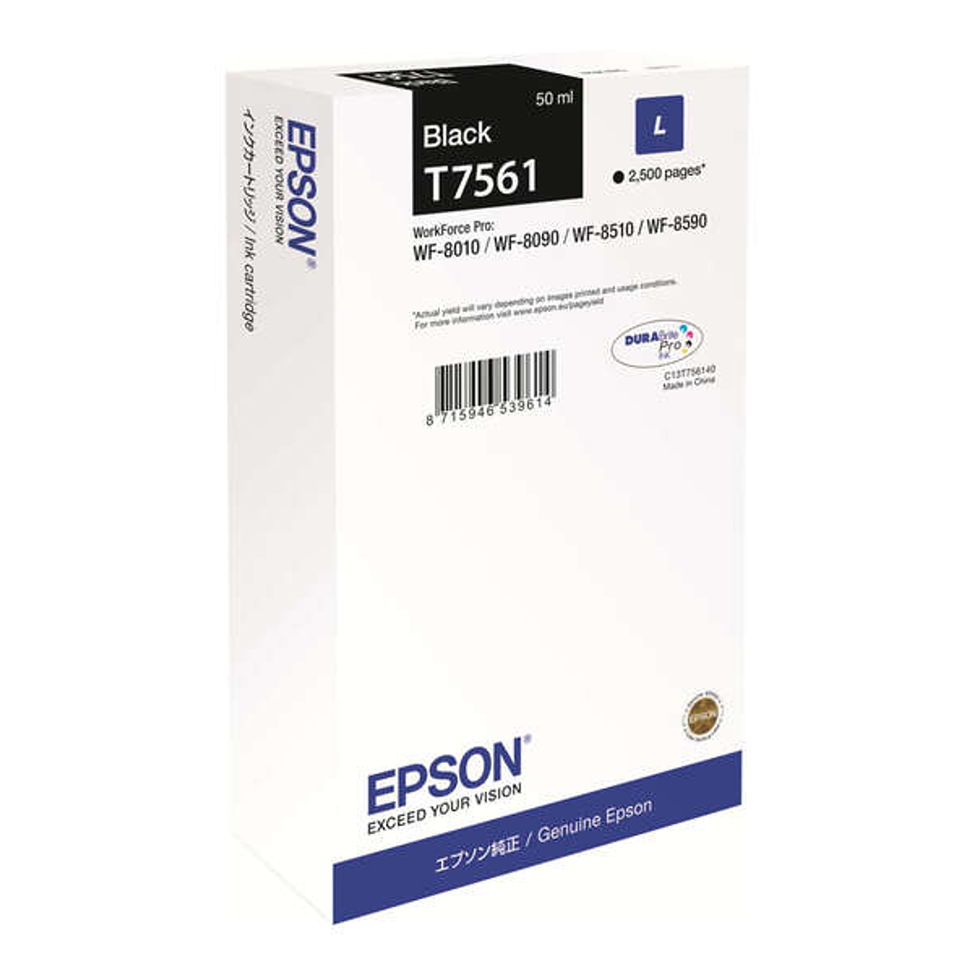 Epson T7561 Negro Cartucho de Tinta Original - C13T756140/C13T75614N 1