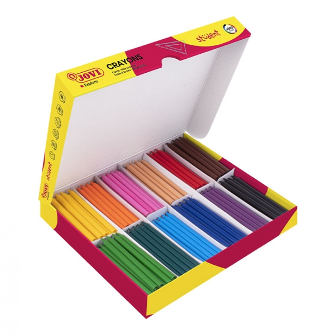 Jovi Crayons Student Caja de 300 Ceras Plasticas - Muy Resistentes - Acabado Brillante - Colores Mezclables - No Huelen Ni Manchan - Gran Duracion - C 1