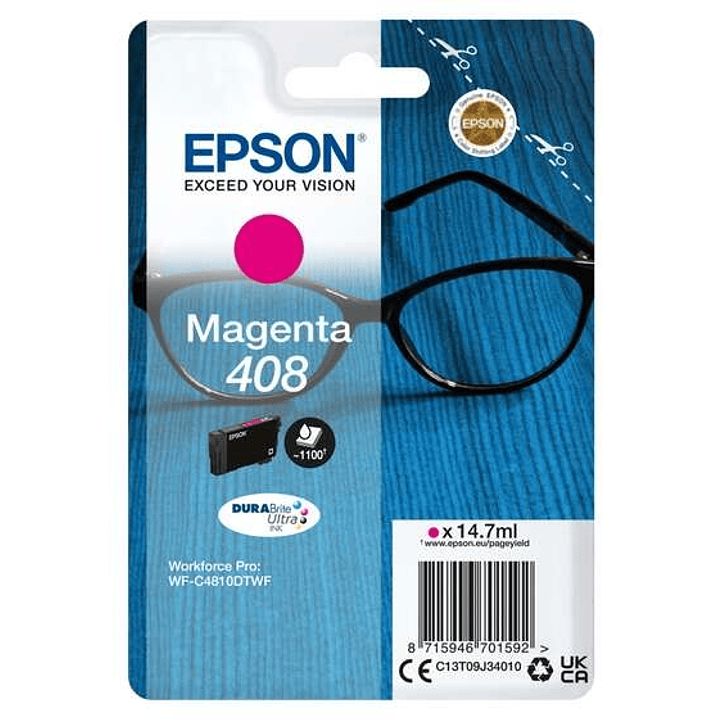 Epson 408 Magenta Cartucho de Tinta Original - C13T09J34010 1