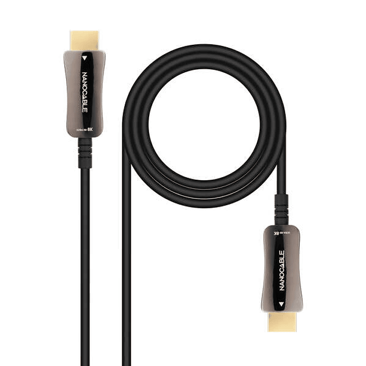 Nanocable Cable HDMI v2.1 AOC Macho a HDMI v2.1 Macho 15m - 8K@60Hz 4K@120Hz 48Gbps - Color Negro 1