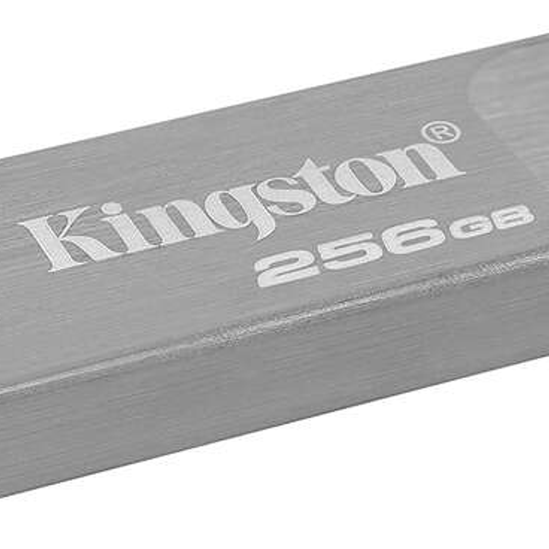 Kingston DataTraveler Kyson Memoria USB 256GB - 3.2 Gen 1 - 200 MB/s en Lectura - Diseño Metalico - Color Plata (Pendrive) 1