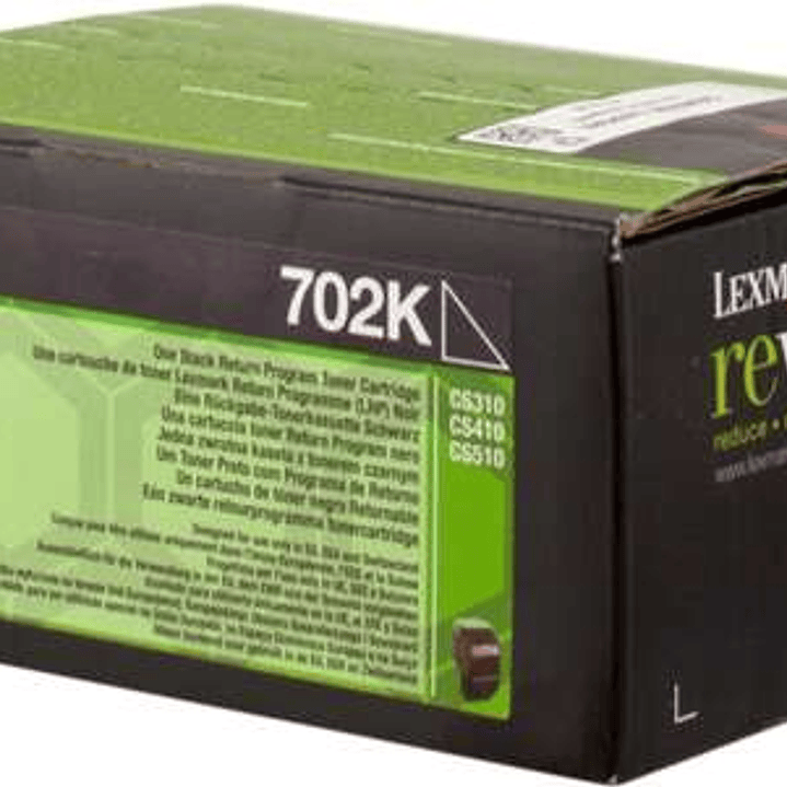 Lexmark CS310/CS410/CS510 Negro Cartucho de Toner Original - 70C20K0/70C20KE/702K 1