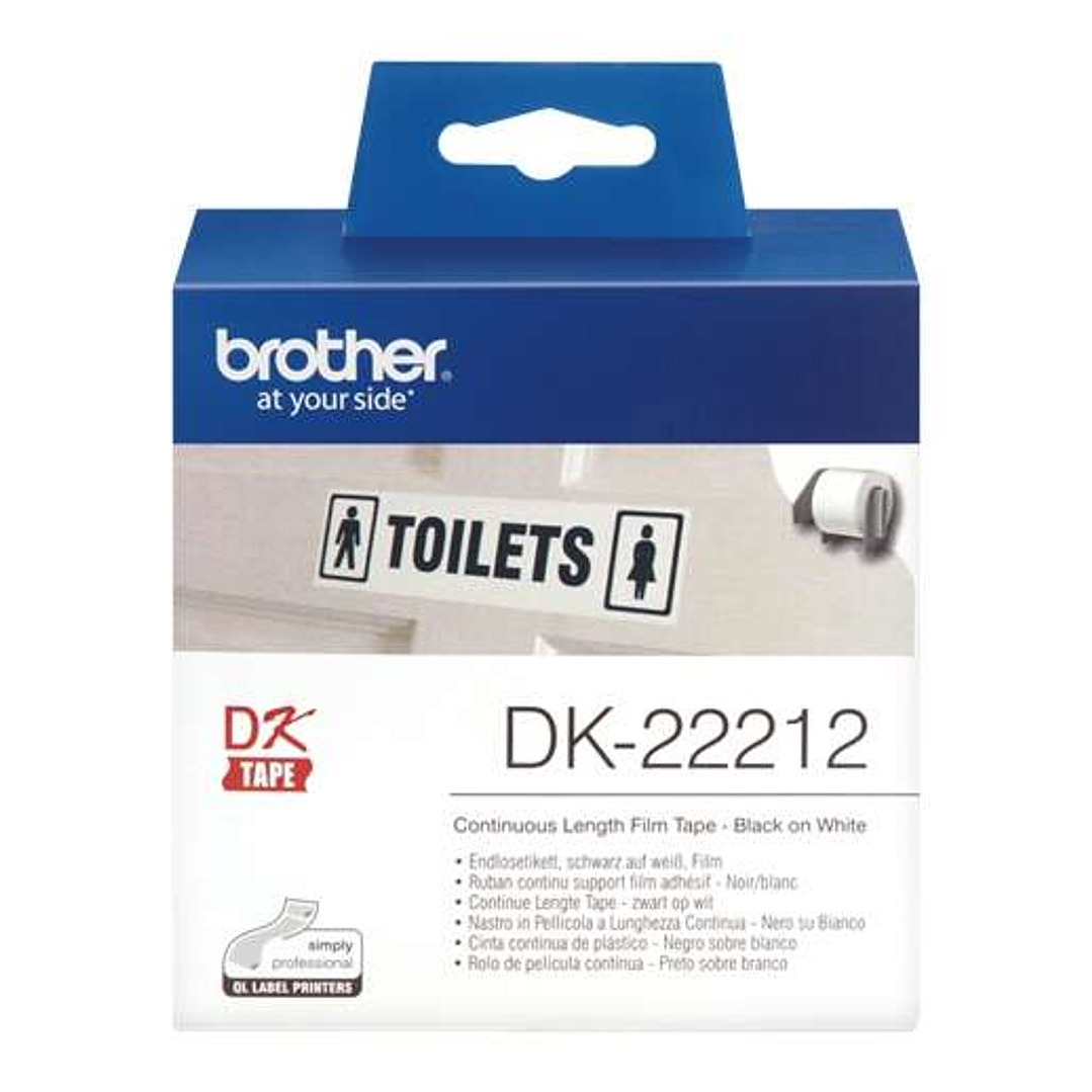Brother DK22212 - Etiquetas Originales de Tamaño personalizado - Ancho 62mm x 15,24 metros - Texto negro sobre fondo blanco 1
