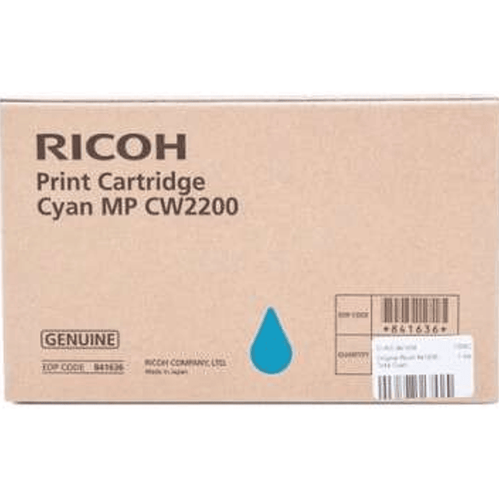 Ricoh Aficio MP-CW2200SP Cyan Cartucho de Tinta Original - 841636/MP CW2200C 1