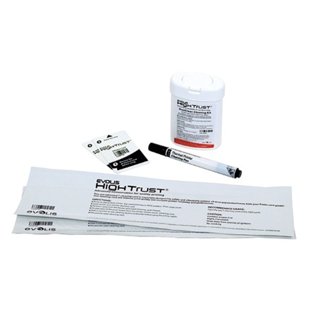 Evolis Kit de Limpieza Avanzado (2 Tarjetas T, 2 Tarjetas Adhesivas, 1 Boligrafo y 60 Toallitas) 1