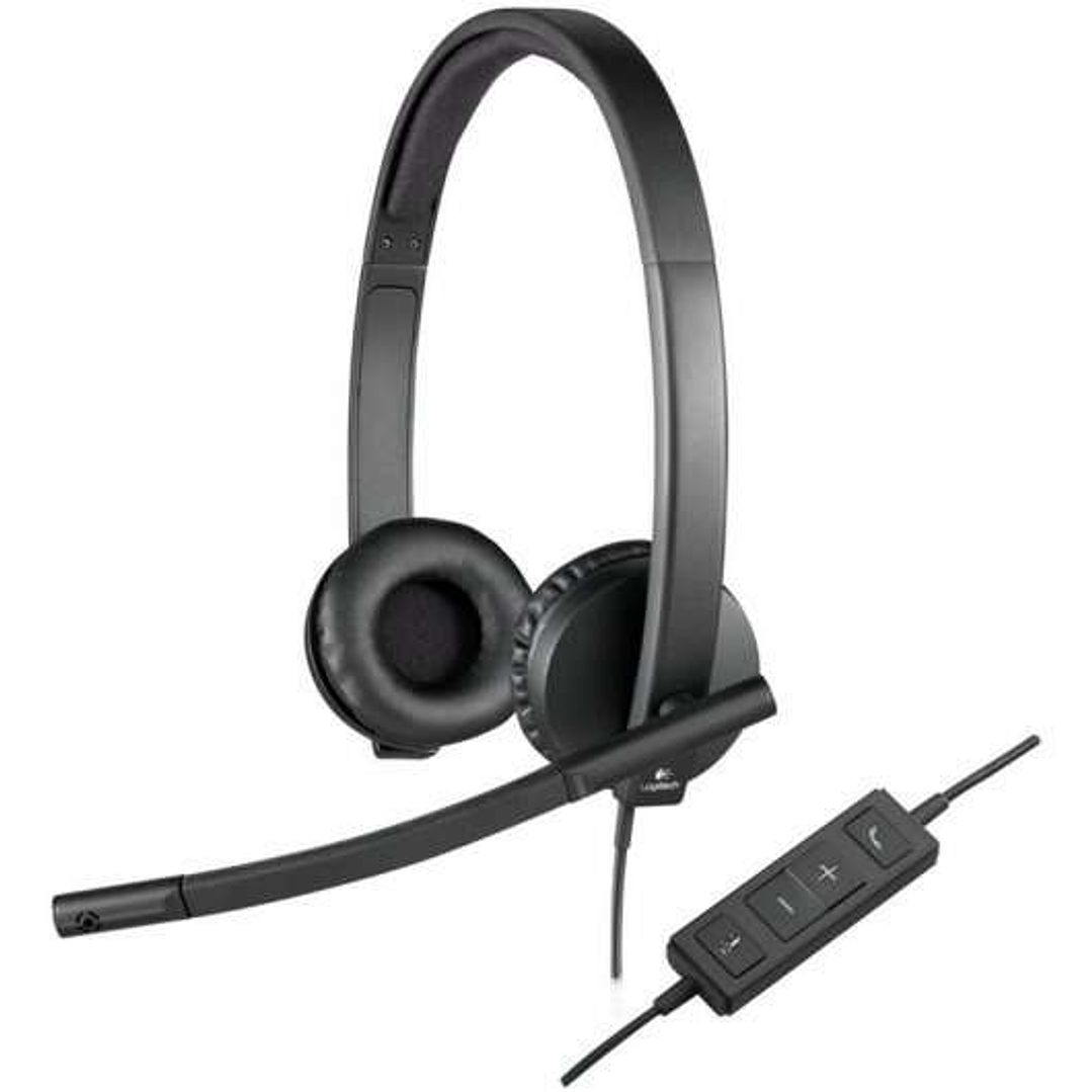 Logitech H570E Auriculares con Microfono USB - Microfono Plegable - Diadema Ajustable - Almohadillas Acolchadas - Controles en Cable - Color Negro 1
