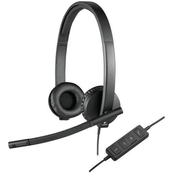 Logitech H570E Auriculares con Microfono USB - Microfono Plegable - Diadema Ajustable - Almohadillas Acolchadas - Controles en Cable - Color Negro 1