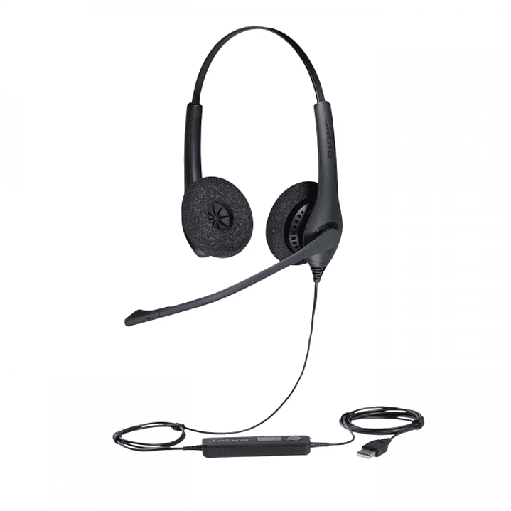 Jabra BIZ 1500 Duo Auriculares con Microfono Plegable USB - Cancelacion de Ruido - Diadema Ajustable - Controles en Cable - Cable de 2.3m - Color Negr 1