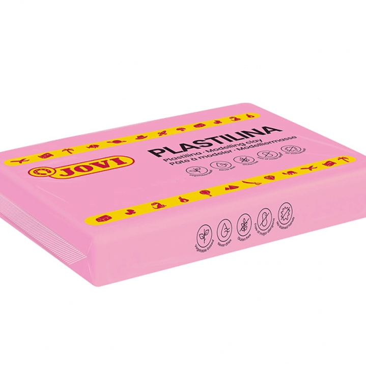 Jovi Caja de 15 Pastillas de Plastilina 350gr - Pasta Vegetal - No Endurece - sin Gluten - Inocua - Facil de Moldear - Ideal para Volumen - Color Rosa 1