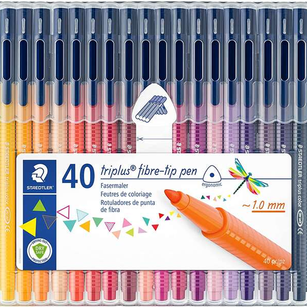 Staedtler Triplus Color 323 Pack de 40 Rotuladores de Punta Fina - Trazo 1mm Aprox - Tinta Base de Agua - Colores Surtidos 1