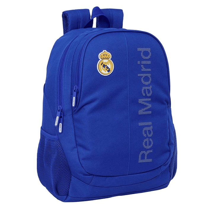 Safta Real Madrid Mochila Adaptable a Carro - Portabotellas - Dos Compartimentos Grandes - Doble Cremallera - Hombreras Ergonomicas - Asa Superior - 2 1
