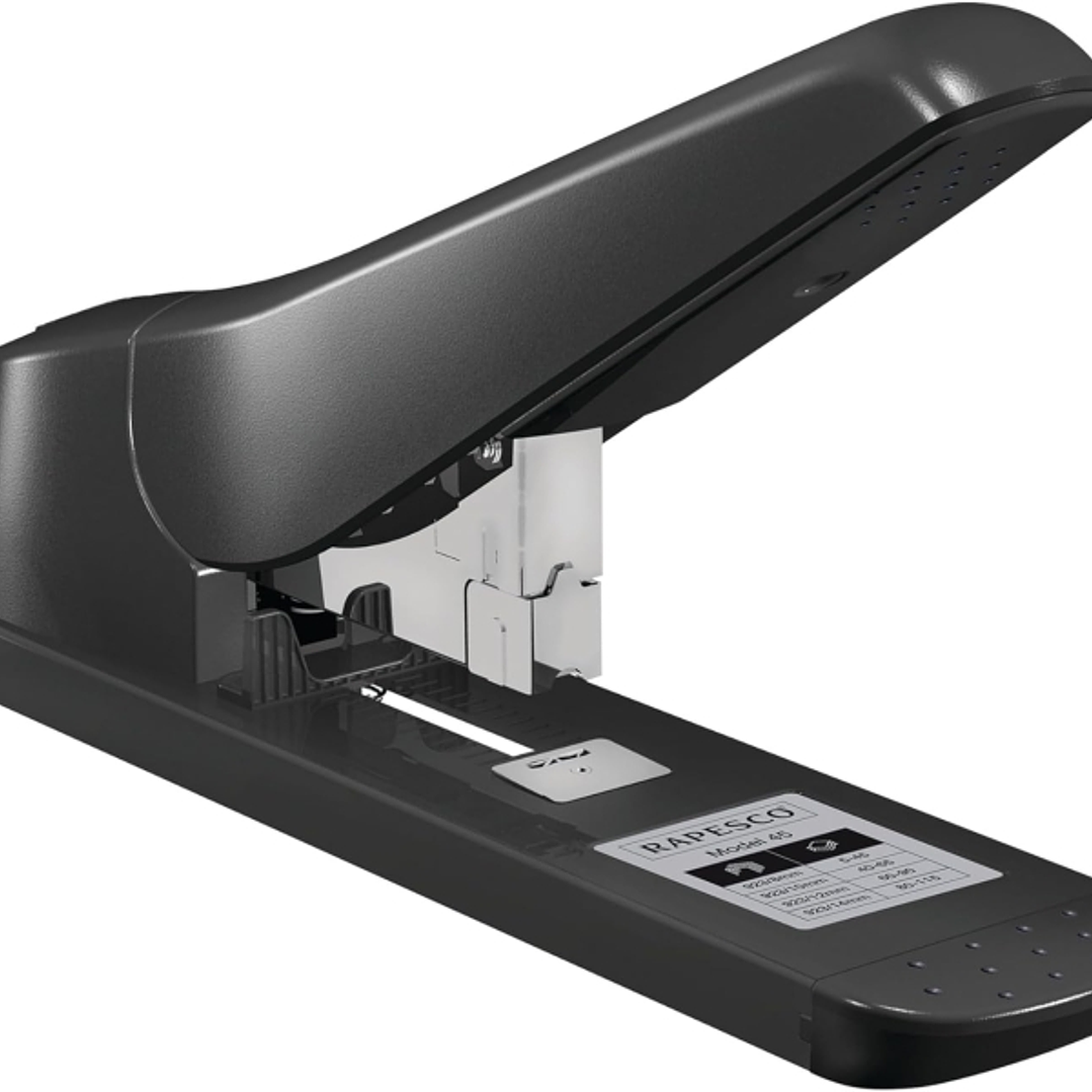 Rapesco 1063 AV-45 Grapadora de Gruesos - Capacidad para 115 Hojas - Grapado Cerrado - Carga Trasera - Color Negro 1