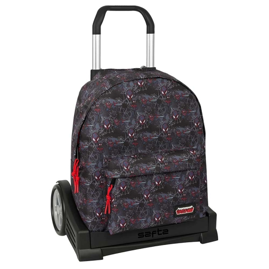 Safta Miles Morales Mochila con Carro - Cremallera - Tirador Doble - Asa Superior - Mochila Extraible - Carro con Ruedas - Ruedas Antivibracion - 20.7 1