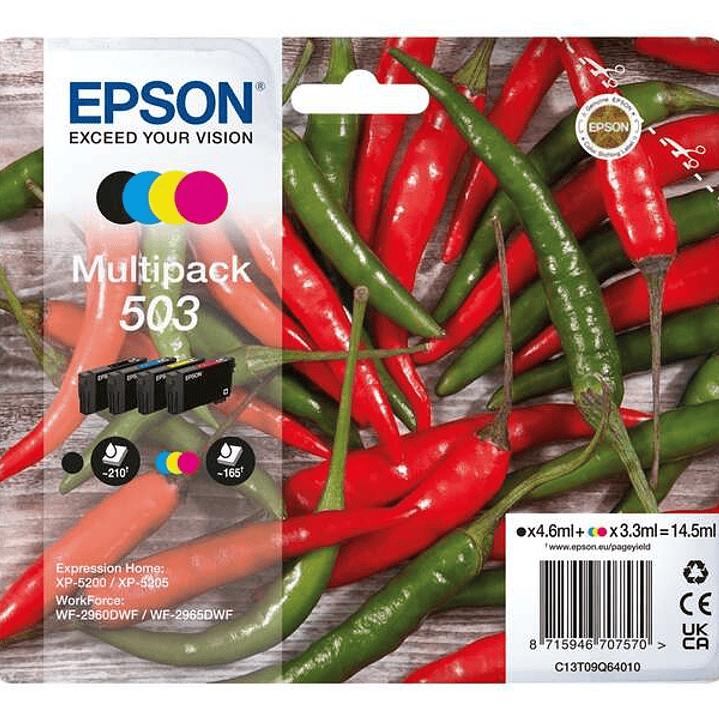 Epson 503 Pack de 4 Cartuchos de Tinta Originales - C13T09Q64010 1