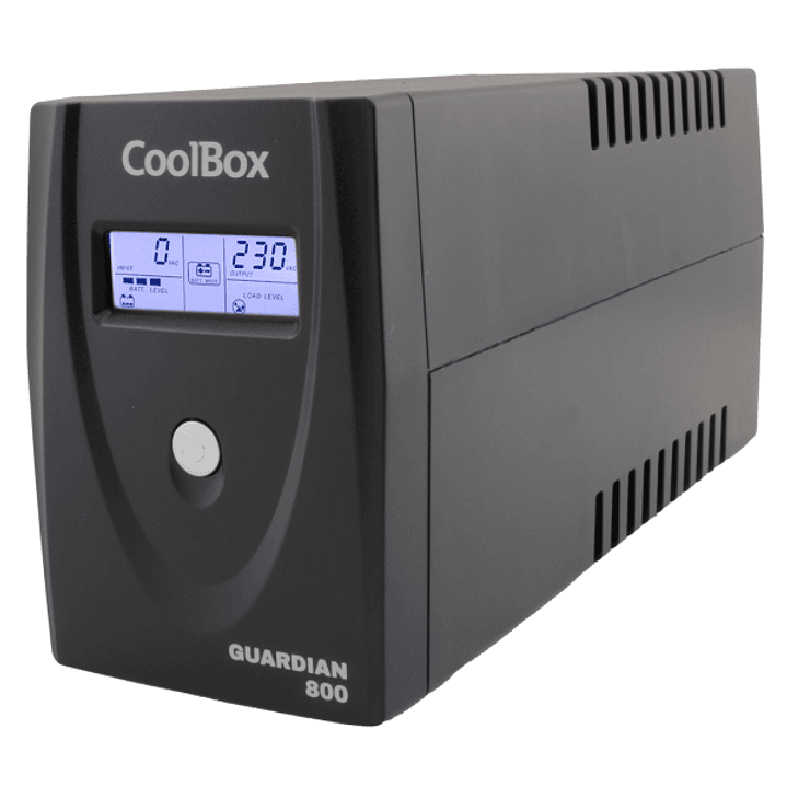 Coolbox Guardian3 SAI 800VA UPS 480W - 2x Schukos - USB - RJ45 - Proteccion Completa Frente a Picos de Tension y Cortes de Suministro - Pantalla LCD 1