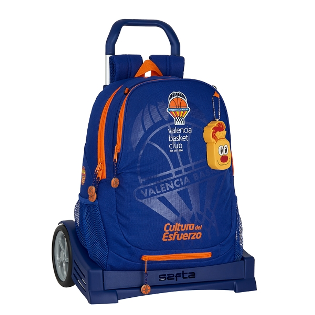 Safta Valencia Basket Mochila con Carro - Portabotellas - Dos Compartimentos - Tirador Doble - Hombreras y Espalda Acolchadas - Asa Superior - Mochila 1