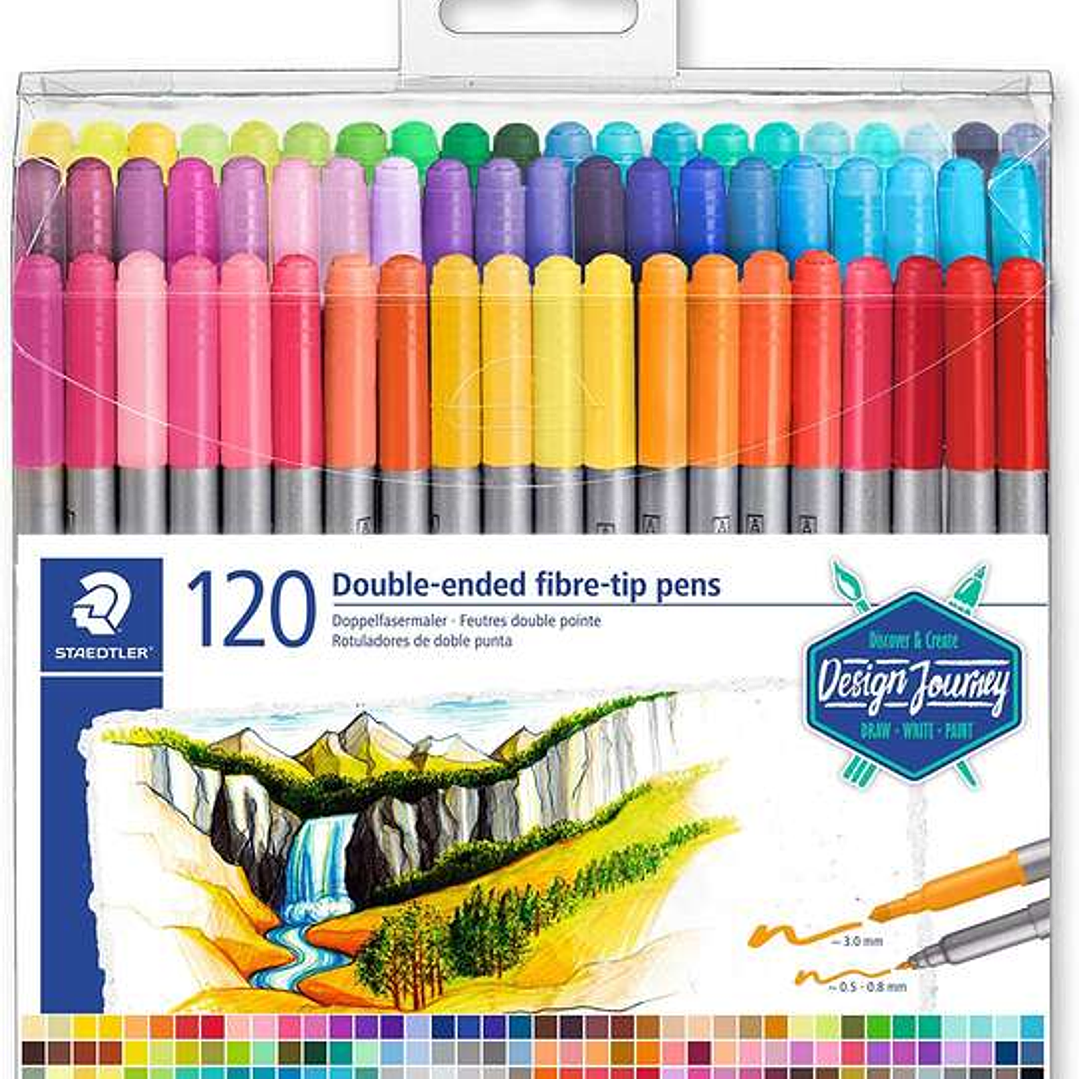 Staedtler 3200 Pack de 120 Rotuladores de Doble Punta - Resistente a la Presion - Colores Surtidos 1