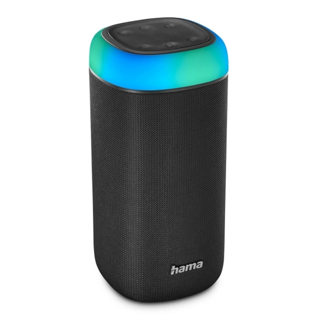 Hama Altavoz Portatil - Potencia 30W - Bluetooth - USB-C - Bateria 2000mAh - IPX4 - Luz LED - Rango 10m - 19.5x9.6x9.6cm - Color Negro 1
