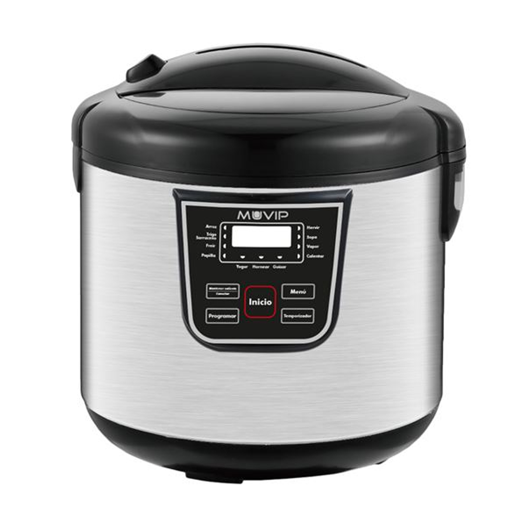 Muvip Olla a Presion Electrica - 5 Litros - 11 Programas Disponibles - 900W - Display LED - Acero Inoxidable - Totalmente Desmontable - Control de Tie 1