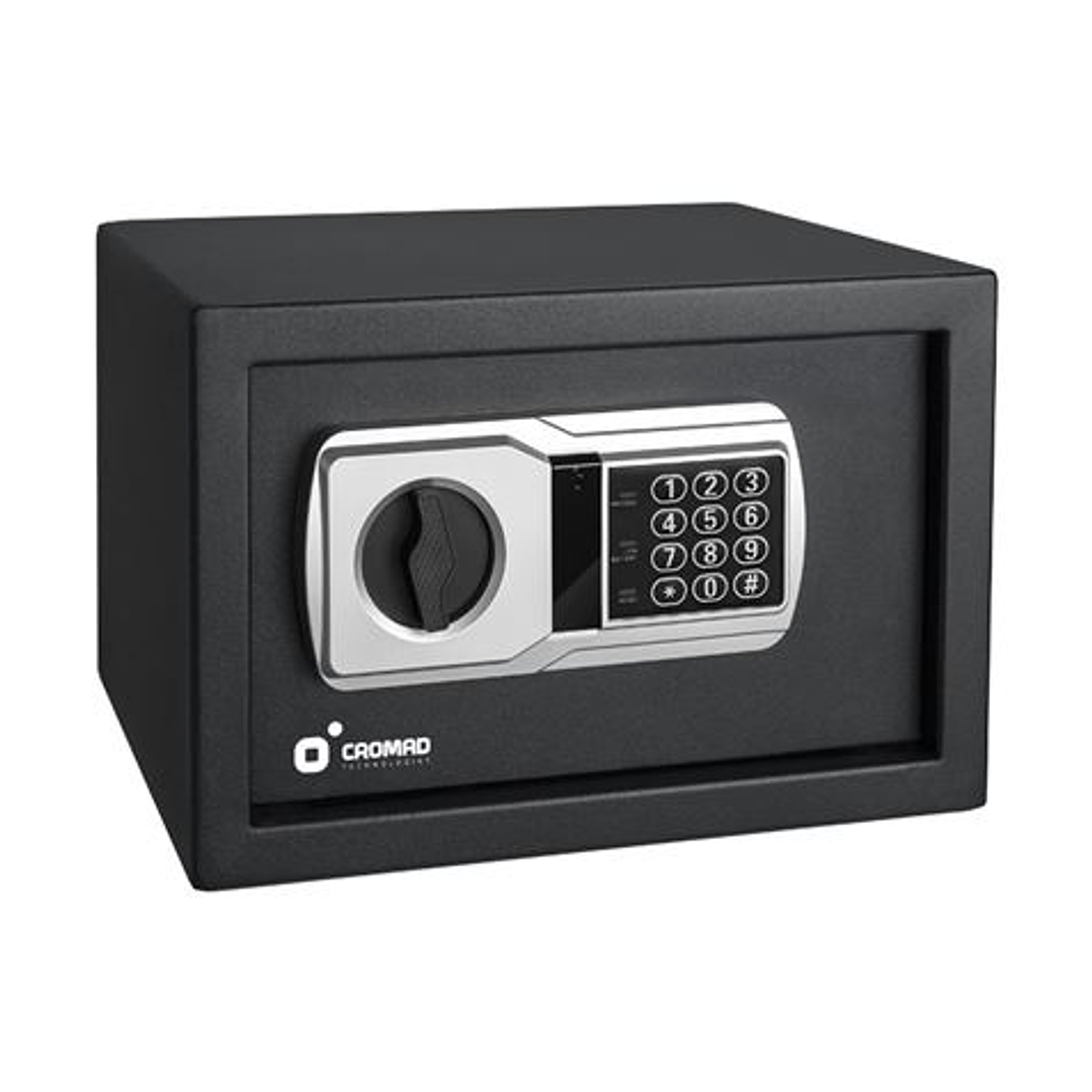 Cromad Caja Fuerte Electronica - Alto Nivel de Seguridad - De 3 a 8 Digitos - Bisagras Ocultas - Incluye Llave de Emergencia - 200x310x200mm 1