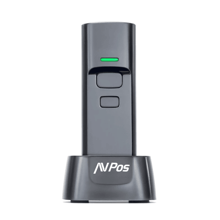 AVPos BT03 Lector de Codigos Portatil - Códigos 1D, 2D y QR - USB, Wireless 2.4 y Bluetooth - 1100mAh - Base Incluida - Color Negro 1