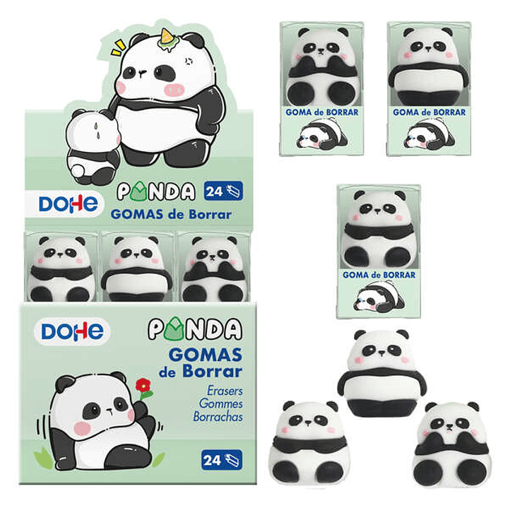 Dohe Expositor de 24 Gomas de Borrar - Fabricadas en PVC - Con Forma de Oso Panda 1