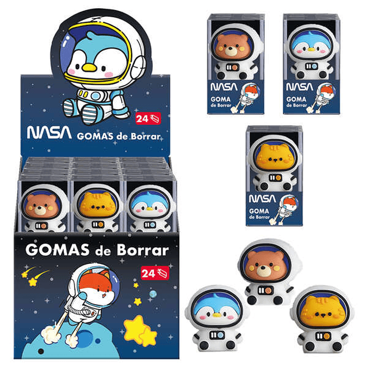 Dohe Expositor de 24 Gomas de Borrar - Fabricadas en PVC - Con Forma de Astronautas-Animales 1