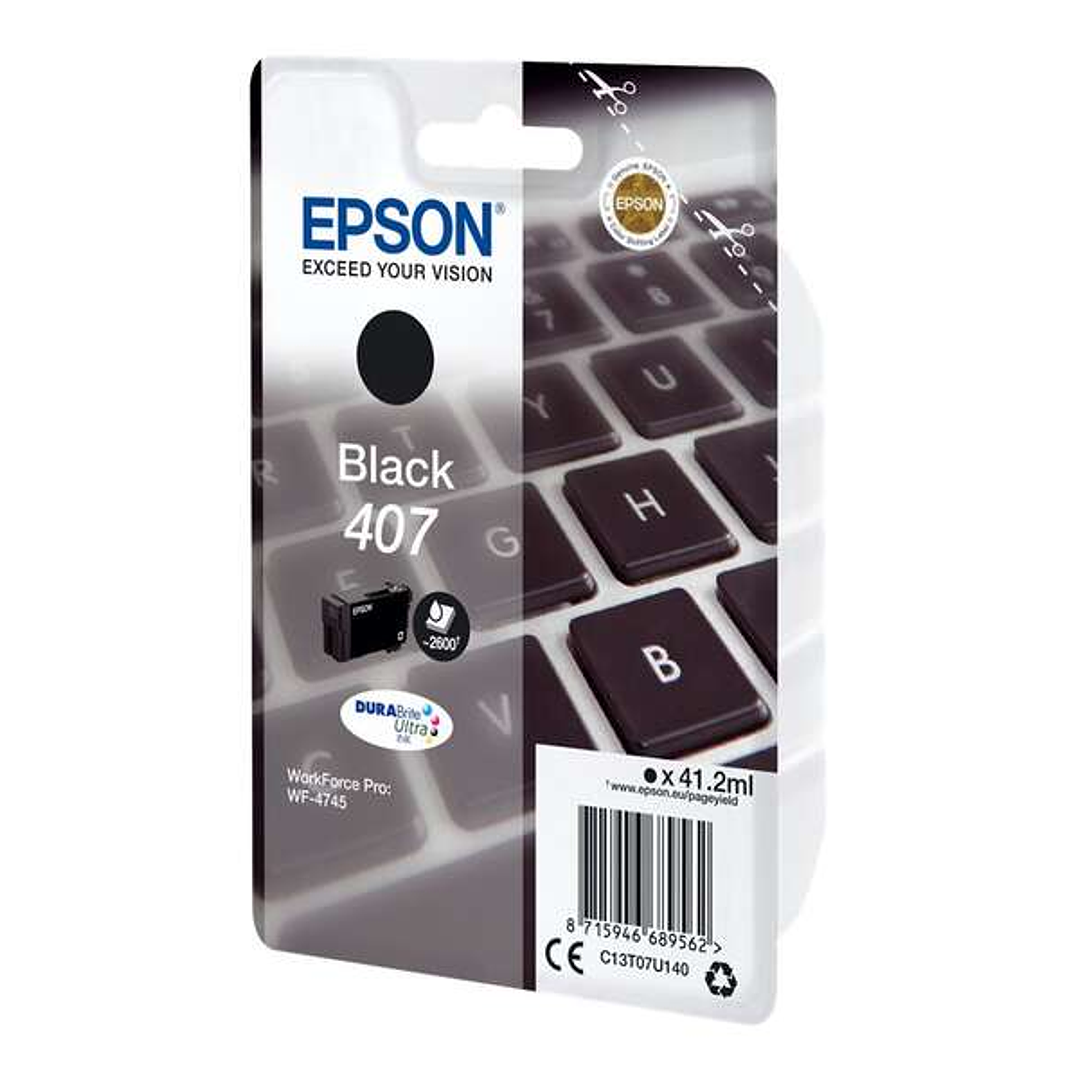 Epson 407 Negro Cartucho de Tinta Original - C13T07U140 1