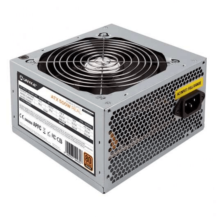 Unykach ATX 500W 80 Plus Bronze Fuente de Alimentacion 500W ATX 2.3 - PFC Activo - Ventilador 120mm 1
