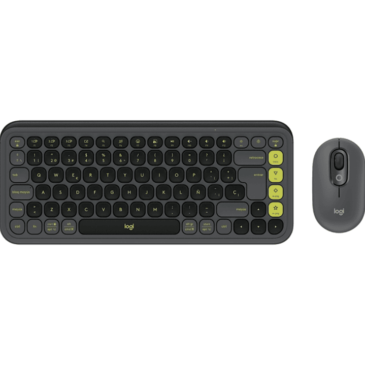 Logitech Pop Icon Combo Pack Inalambrico Teclado Multimedia + Raton - Bluetooth - Autonomia Teclado 36 Meses - Raton 24 Meses - Color Grafito y Verde 1