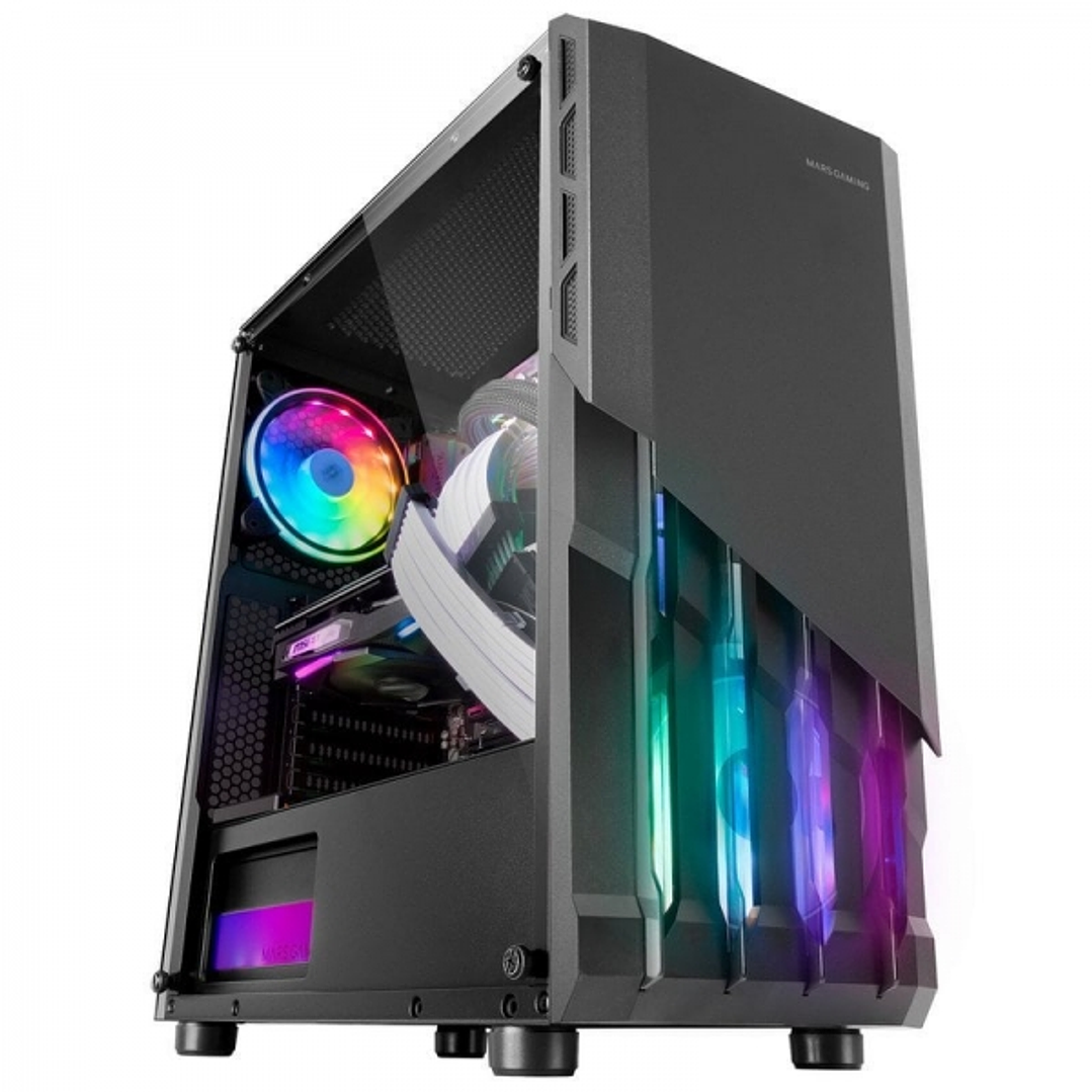 Mars Gaming MC-X2 Caja FRGB - Frontal de Acero - Ventana Lateral Completa - Soporte para 4 Ventiladores - Espacio para Componentes de Alto Rendimiento 1