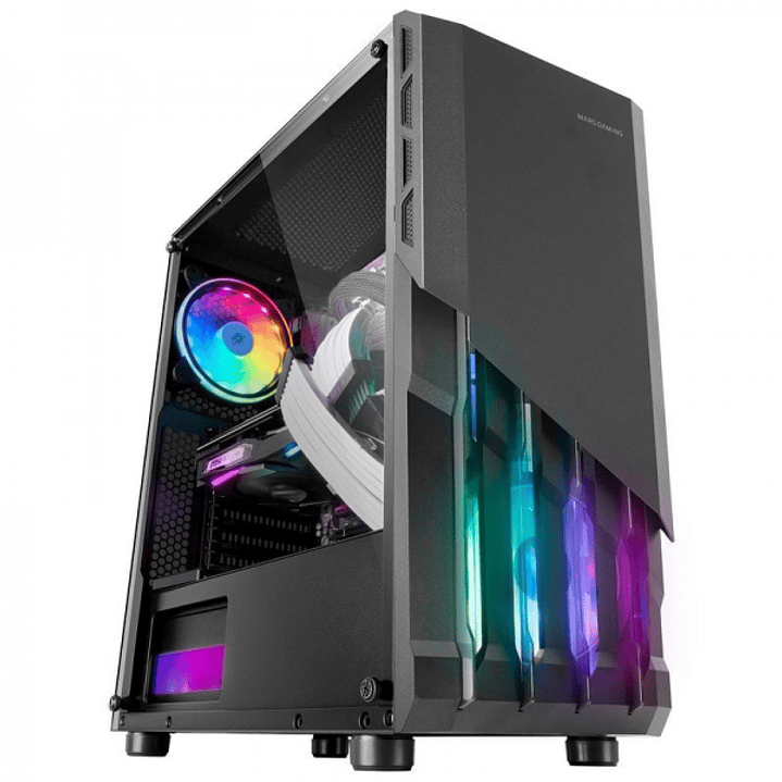 Mars Gaming MC-X2 Caja FRGB - Frontal de Acero - Ventana Lateral Completa - Soporte para 4 Ventiladores - Espacio para Componentes de Alto Rendimiento 1
