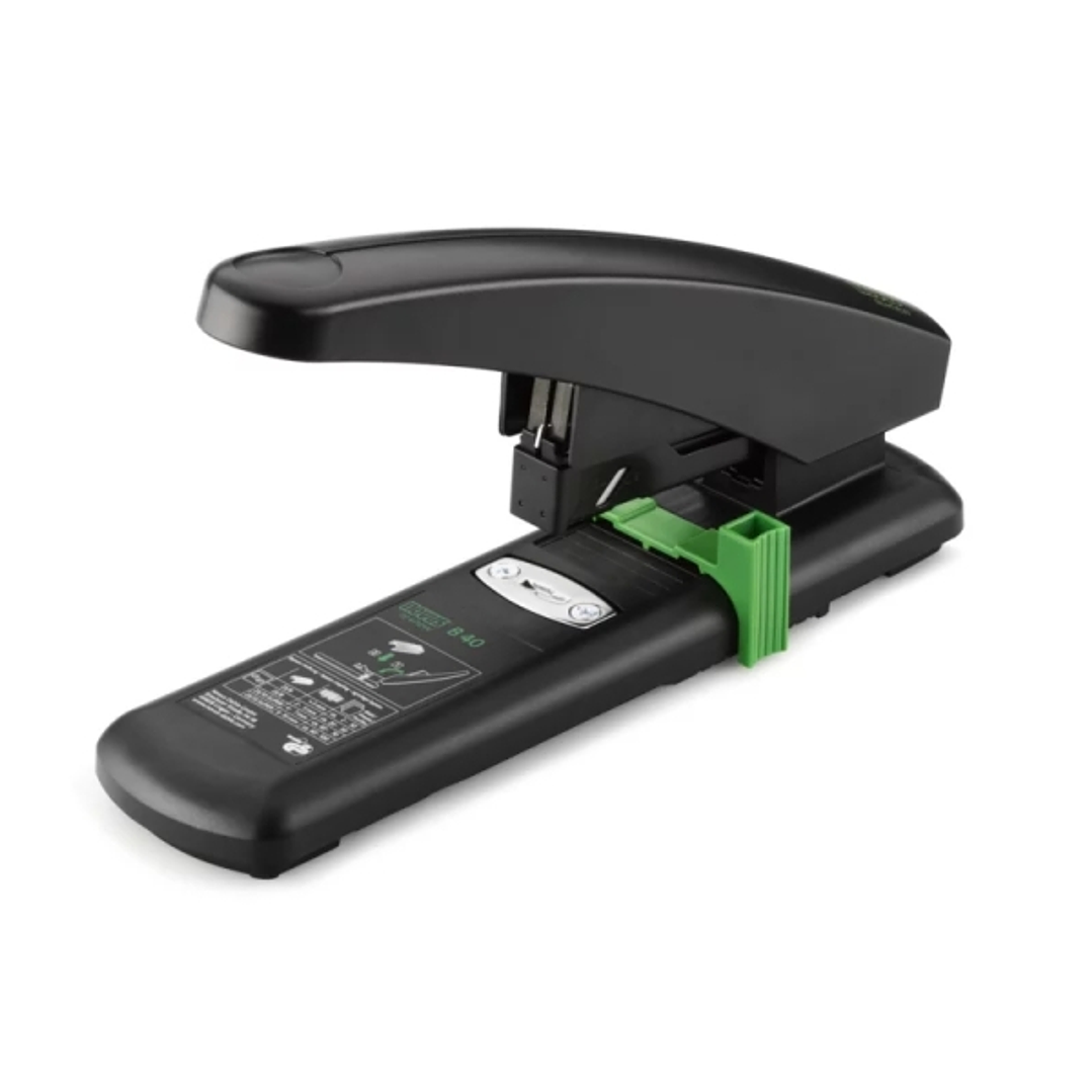 Novus B40 re+new Grapadora de Gruesos - Fabricada con 97% de Plastico Reciclado - Hasta 100 Hojas - Grapado Bypass - Color Negro 1