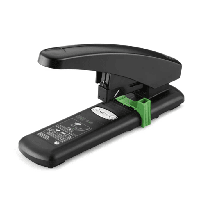 Novus B40 re+new Grapadora de Gruesos - Fabricada con 97% de Plastico Reciclado - Hasta 100 Hojas - Grapado Bypass - Color Negro 1