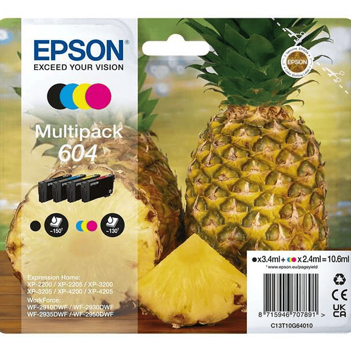 Epson 604 Pack de 4 Cartuchos de Tinta Originales - C13T10G64010 1
