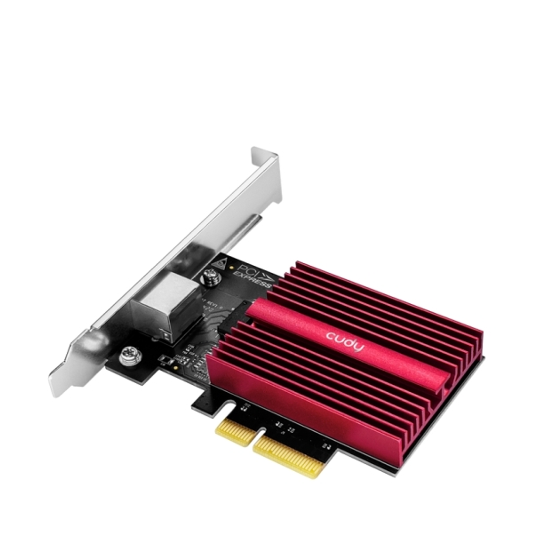 Cudy Adaptador de Red PCIe - Velocidad hasta 10 Gbps - Autoadaptativo - PCI Express 3.0 x4 - Color Negro/Rojo 1
