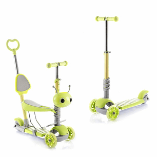 Innovagoods Scuvol Patinete Infantil Evolutivo 3 en 1 - Ruedas de 12cm - Soporta hasta 40kg - Incluye Accesorios - Altura Ajustable en 3 Niveles - Man