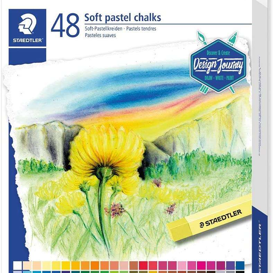 Staedtler 2430 Pack de 48 Tizas Pastel Suave - Excelentes para Mezclar Colores - Resistencia a la Luminosidad - Colores Surtidos 1