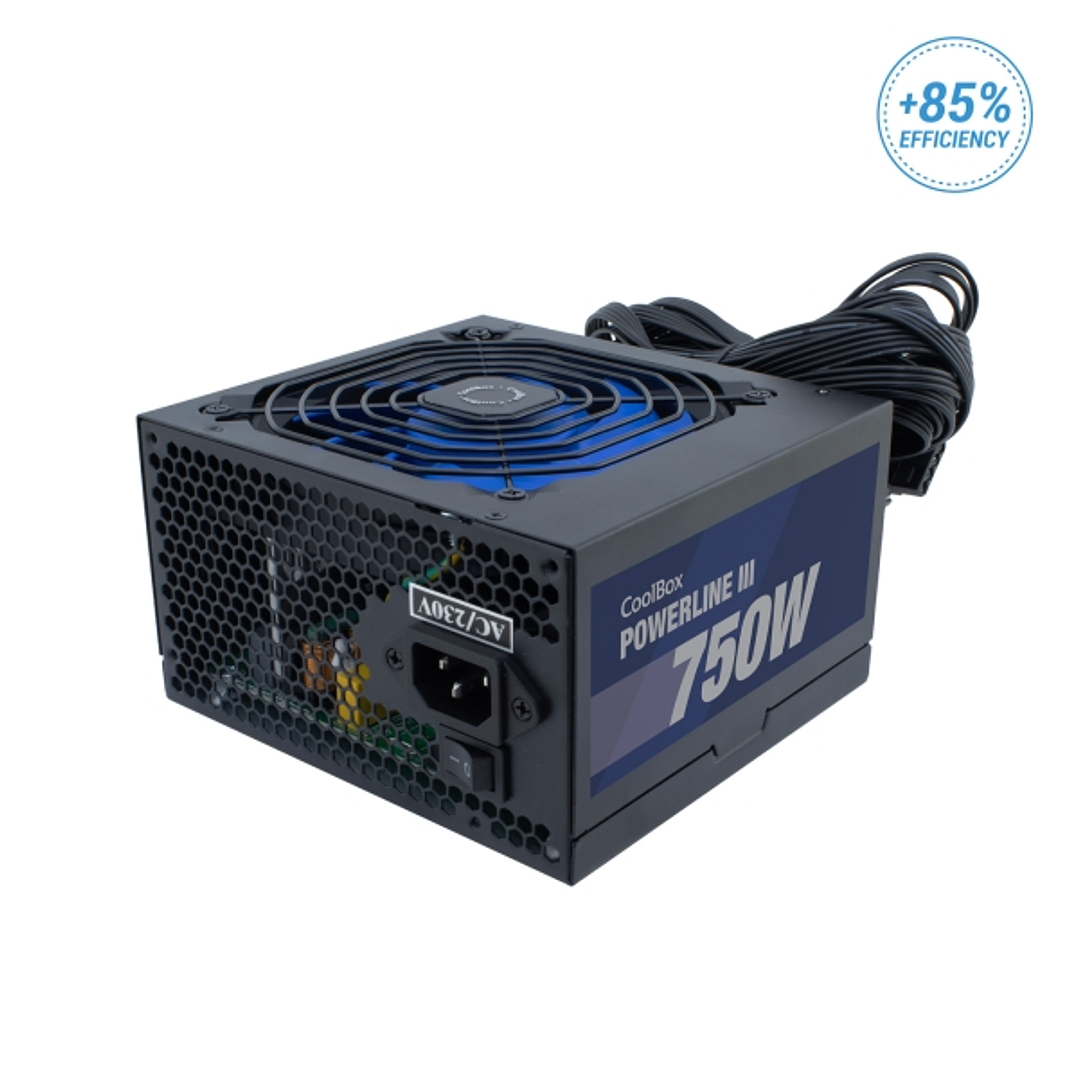 Coolbox PowerLine III 750W Fuente de Alimentacion 750W ATX 12V V2.31 - PFC Activo - Ventilador 120mm 1